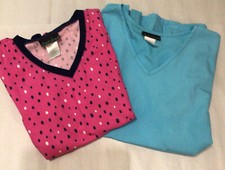CHEROKEE LOT/2, Medical Scrub Tops, Pink, Navy White size S Turquoise M