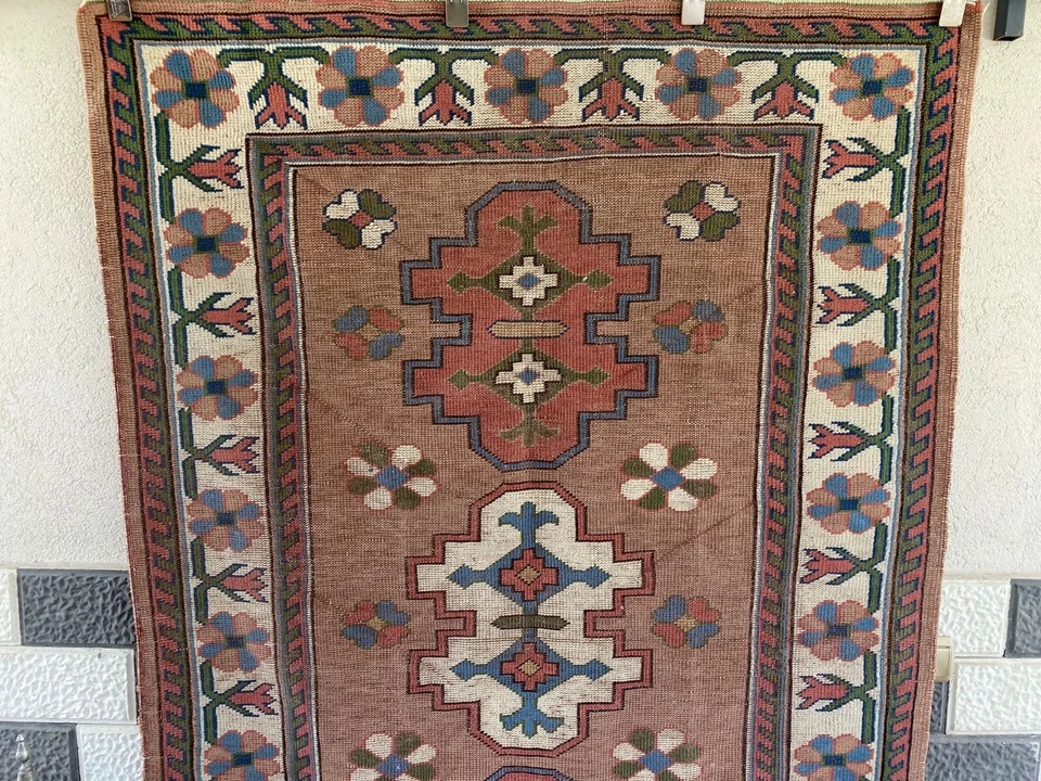 Turkish Kurdish Vintage Rug | 4.3 x 6.5 ft | Handwoven Anatolian Tribal Geometri - Image 3 of 4