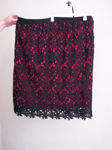 Catherines Black Label lace skirt plus size 4x red midi stretch waist washable - Picture 7 of 9