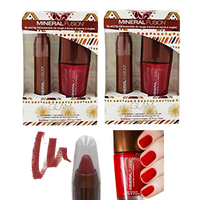 2 Pack Mineral Fusion Flicker Sheer Moisture Lip Tint & Crimson Clay Polish Set