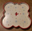 Temp-tations Winter Whimsy 10.5" Square Ceramic Cookie Platter Tray Cardina