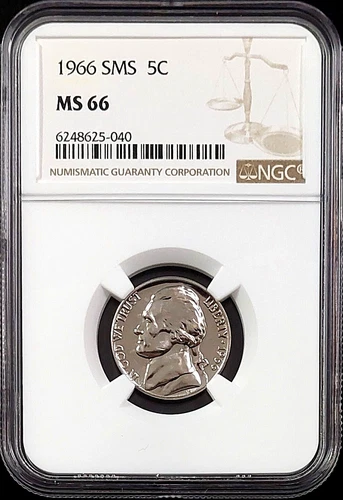 1966 SMS Jefferson Nickel certified MS 66 by NGC! sku 25040