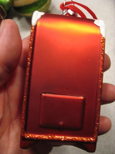 Vtg Letters To Santa Mailbox with Wreath Glass Christmas Ornament about 4"T - Picture 2 of 2