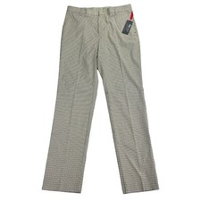 Tommy Hilfiger Mens TH Flex Tate Modern Fit Stretch Plaid Dress Pants Tan 34x34