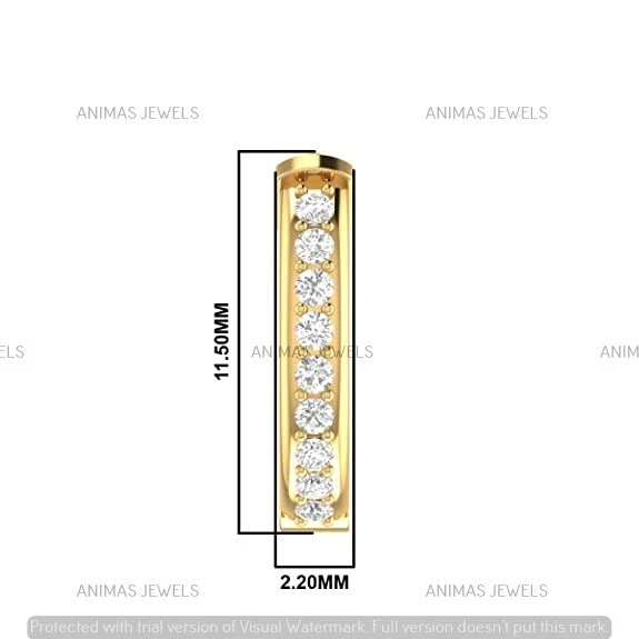 Hermoso anillo de nariz de diamantes naturales de 0,07 quilates de oro amarillo de 14 quilates para mujer Foto 3 de 4