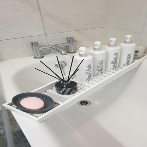 Bamboo Wood Bath Tub Rack Bathroom Shelf Tidy Tray Storage Caddy Organiser Relax - Picture 15 of 16