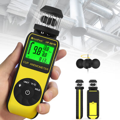 Digital LCD Air Wind Speed Anemometer 0.7-42 m/s Temperature Gauge Meter Tester