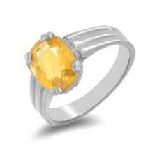 Certified Natural Yellow Sapphire Ring Astrological Ring For Unisex 925 silver