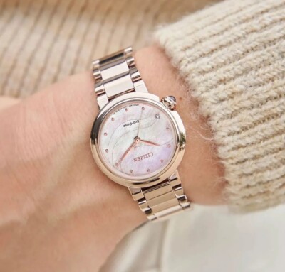Citizen L Eco-Drive EM0912-84Y Mother Of Pearl Analog Rose Gold