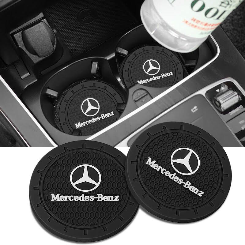 2PCS Mercedes-Benz Car Cup Coaster Non-Slip Silicone Water Cup Holder Waterproof