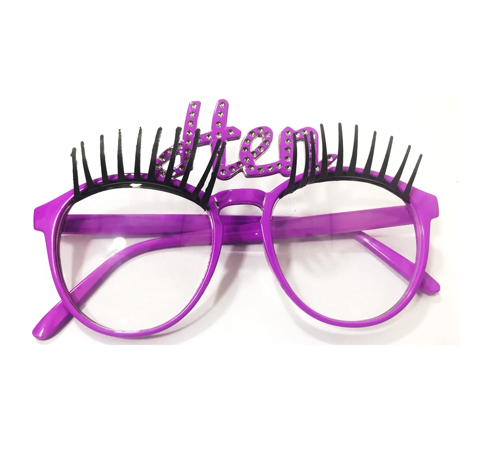 GAFAS DE NOCHE GALLINA CON PESTAÑAS PÚRPURA BONITO VESTIDO DE FIESTA LENTES REINO UNIDO Foto 2 de 2