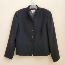 Talbots Blazer Jacket Womens Size 12 Black Lined Wool Long Sleeve Career Office