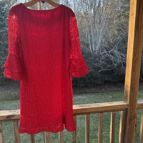 Sandra Darren Women's Crochet Lace Shift Dress. Red. Size: 14 - Picture 21 of 24