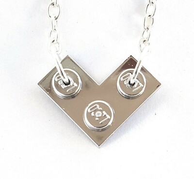Heart Necklace made with Silver Colour LEGO Bricks valentines day