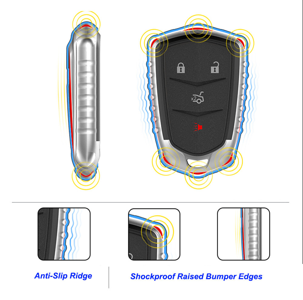 HIBEYO Guscio chiave auto adatto per Cadillac Escalade 28T ATS CTSV