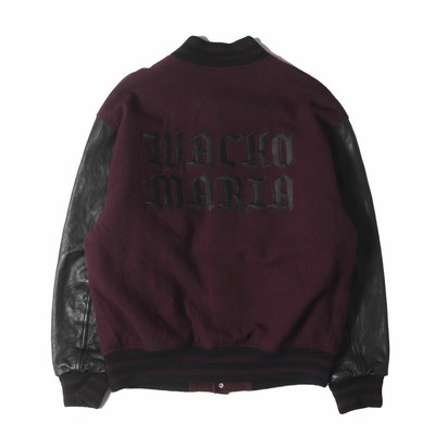 WACKO MARIA JACKET SIZE: S 23SS SLEEVE LEATHER MELTON WOOL VARSITY 