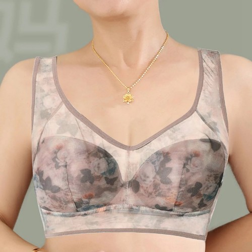 Women'S Sexy Push Up Bra Ice Silk Floral Printed Comfortable Seamless Bras - Picture 7 of 18