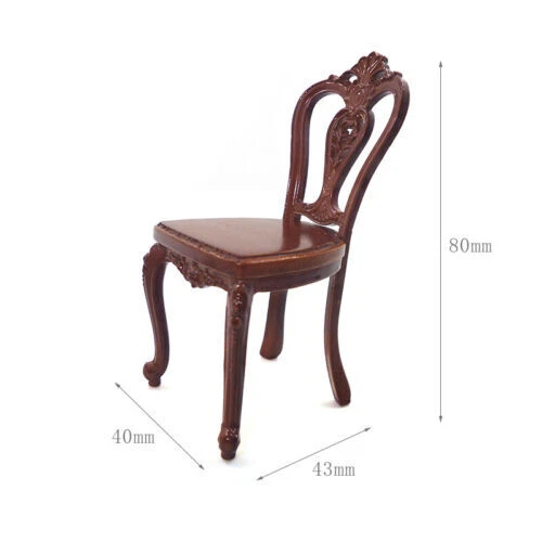 3Pcs Miniature Dining Table Chairs Sets 1:12 Dollhouse Furniture Vintage Desk - Image 3 of 4