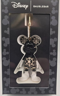 Disney  Baublebar BAG CHARM Mickey Mouse Halloween SPIDER WEB Black Keychain NEW