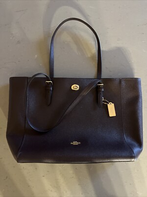 COACH ハンドバッグ COACH Turn Lock Tote Hand Bag Purse Zip Top/Strap Authentic D1847