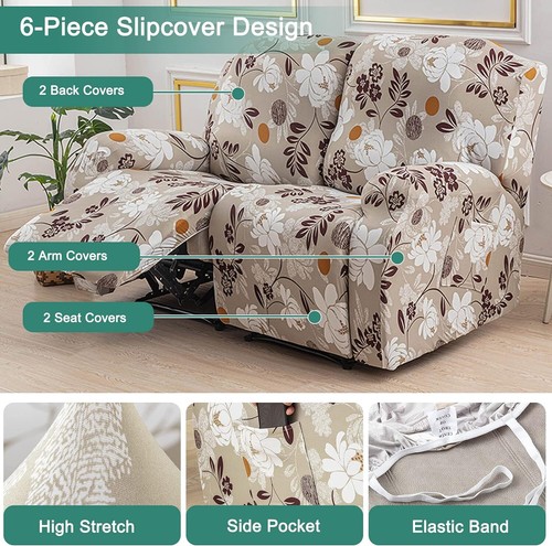 Elastic Recliner Chair Sofa Covers 1/2/3 Seater Washable Sofa Covers Full Cover - Picture 6 of 40