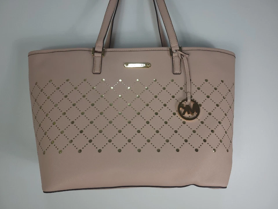 Michael Kors 38H7XV1T3L VIOLET Ballet Pink Saffiano Leather Tote Carryall Bag - Image 2 of 4