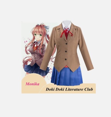 Doki Literature Club Game Monika Cosplay Costume Uniform Set Natsuki Sayor  Dress