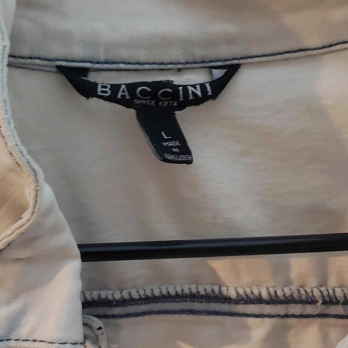 Baccini Cropped Distressed White Denim Jacket Womens Large Lightweight