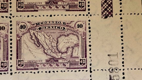 Mexico 1920's MNH - Old Map with California 12 Stamps Corner Block - Picture 2 of 3