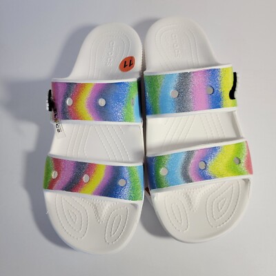 Crocs Classic Sandals Two-Strap Slides White Spray Dye Men’s 12 New Crocs Classic Sandals Two-Strap Slides White Spray Dye Men main image 2