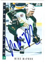 Mike McPhee autographed Hockey Card (Minnesota North Stars) 1993 Score #85