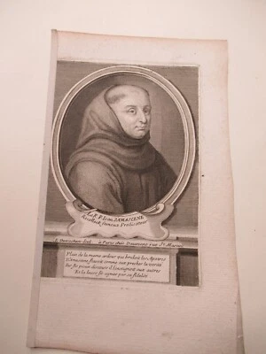 PORTRAIT GRAVE DU R.P. DAMASCENE PREDICATEUR 1730 Signé GRAVEUR DESROCHERS - Photo 1/3