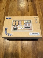 OOOK Wooden Play Sushi Set With Chopsticks for Kids Kitchen Set, 19 Pieces NEW