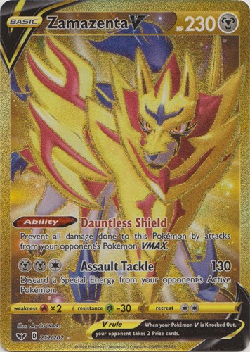Moderately Played Zamazenta V - 212/202 - Secret Rare Pokemon Sword and Shield