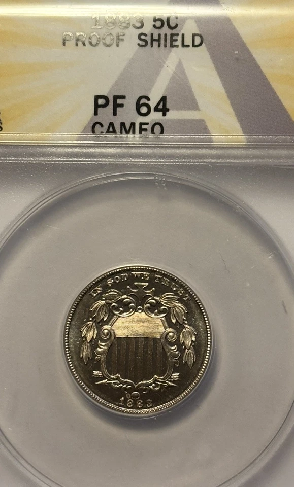 1883 Proof Shield Nickel  Graded ANACS PF64 Cameo - Image 2 of 4