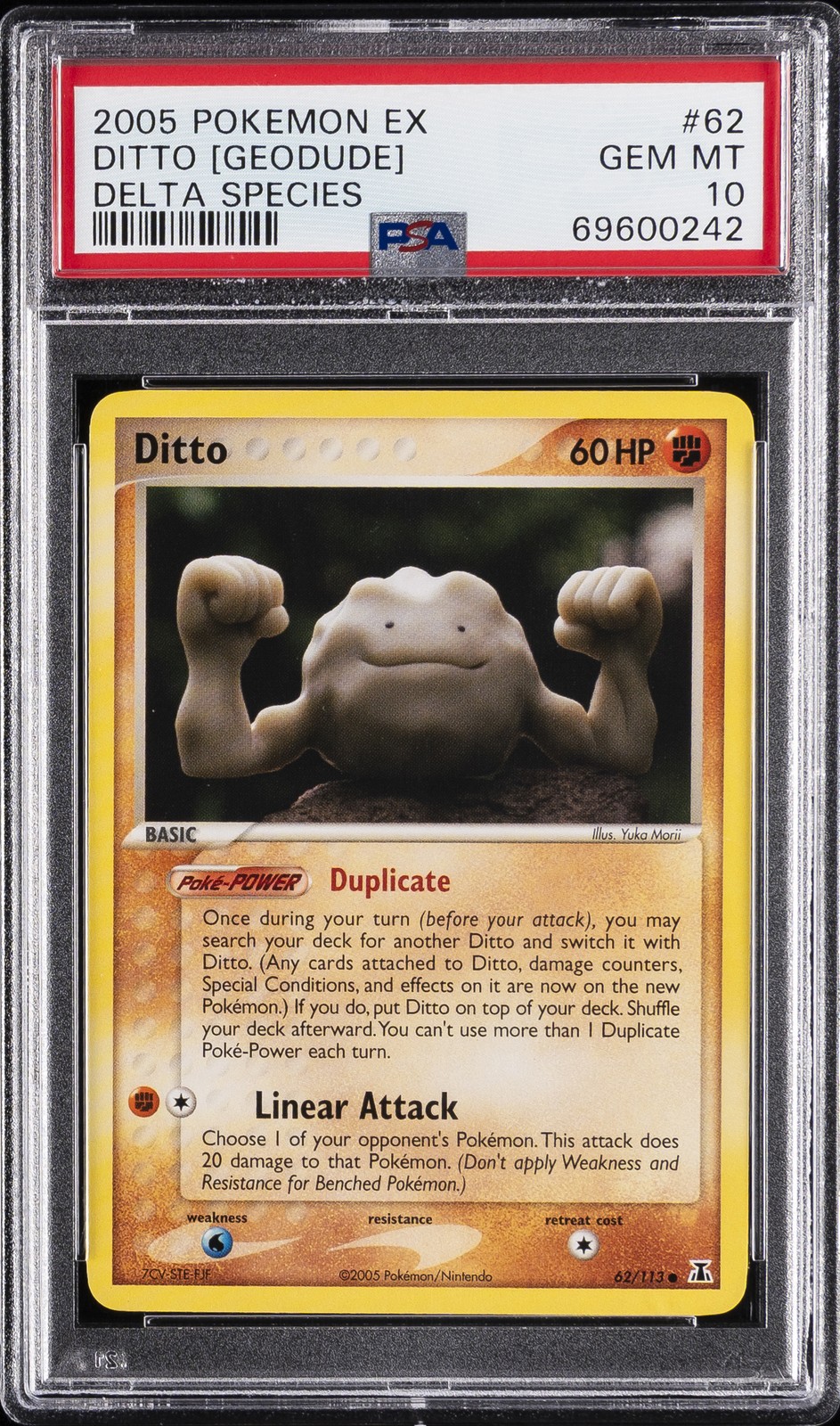 2005 POKEMON EX DELTA SPECIES #62 DITTO [GEODUDE] PSA 10