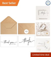 Bulk Thank You Card Set - 52 Minimalist Cards with Kraft Envelopes, 3.5x5 Inches