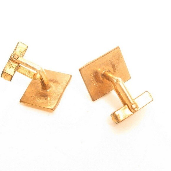 VTG DAVCO Signed Rectangular Gold Plated Cufflinks - image 2