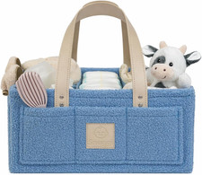Baby Diaper Caddy Organizer with Handle Toiletry Bag, Portable Nursery Storage