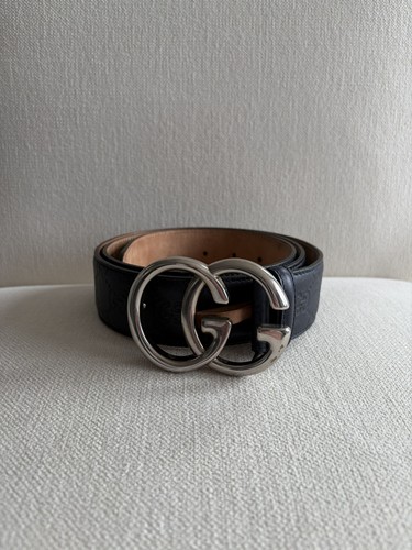 Authentic Gucci Men's Belt 100cm/40in Blue GG Pattern