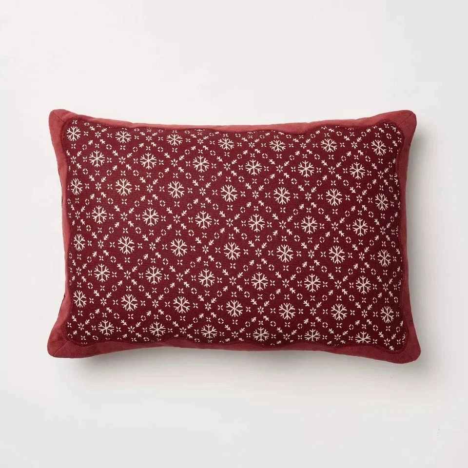 14"x20" Velvet Snowflake Pillow Burgundy- Threshold Designed by Studio McGee NWT - Image 2 of 4