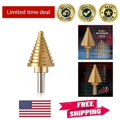 High-Speed 1/4 to 1-3/8 Inch Titanium Step Drill Bits - Perfect for Electricians