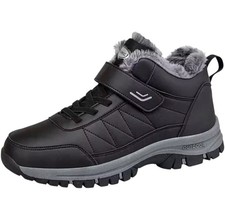 Mens Winter Warm Fur Lined Outdoor Boots Anti-Slip Walking Hiking Shoes Trainers