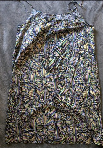 Marc Jacobs Dress Size S/M Abstract Floral Spaghetti Strap Pocket Mini Blue Pink - Picture 2 of 5