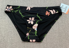 Shade  Shore Low Rise Medium Coverage Swimsuit Bottom Women M Black Floral