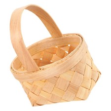 Natural Wood Slices Basket with Handle Decorative Wedding and Gift Basket