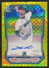 2026 Bowman Kade Anderson Chrome Prospect Auto Yellow X-Fractor /75 Mariners