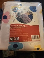 4-Pcs Toddler Bed Set Sunny Side Up, Butterfly Flowers Comfoter  Sheets 1/6 