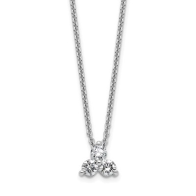 1/4 kt im Labor gezüchteter Diamant 3 Steine 18 Zoll Halskette in 14 K Weißgold (VS/SI, DEF)