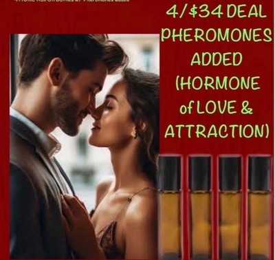  4 FOR $34 4 ROLL ON PERFUME BODY OILS w/PHER0M0NES MUST ADD 4 TO CART 4 DEAL